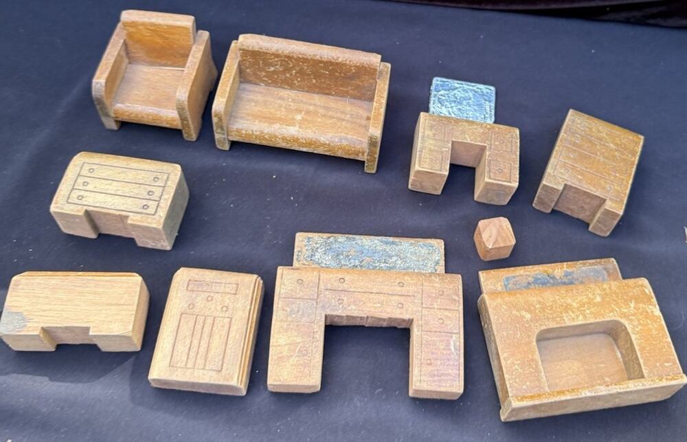 Vintage Creative Playthings Wood Dollhouse Furniture Lot
